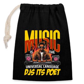 Disc Jockey Music Is The Universal Vinyl Records - Verschließbarer Geschenkbeutel aus Baumwolle (14x20cm) - Schwarz - Vorne