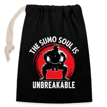 L’âme de sumo est incassable - Sac cadeau en coton avec cordon (14 x 20 cm) - noir - Devant