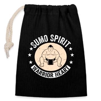 Cœur de guerrier spirituel sumo - Sac cadeau en coton avec cordon (14 x 20 cm) - noir - Devant