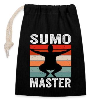 Sumo-Meister - Verschließbarer Geschenkbeutel aus Baumwolle (14x20cm) - Schwarz - Vorne