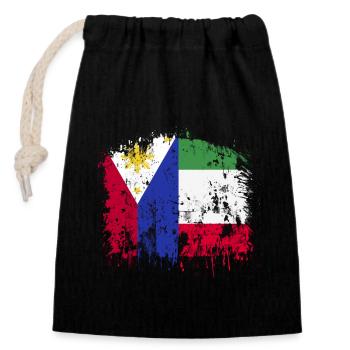 Drapeau des Philippines Italie - Sac cadeau en coton avec cordon (14 x 20 cm) - noir - Devant