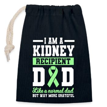 Kidney Recipient Dad - Closable cotton gift bag (14x20cm) - navy - Front