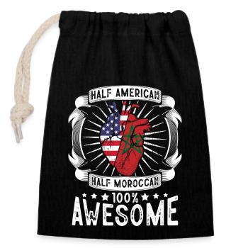 Marokko USA Flagge - Halb Amerikanerin, Halb Marokkanerin - Verschließbarer Geschenkbeutel aus Baumwolle (14x20cm) - Schwarz - Vorne