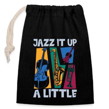 Musique Jazz Jazz It Up Un petit musicien de saxophone - Sac cadeau en coton avec cordon (14 x 20 cm) - noir - Devant
