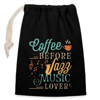 Jazz Music Lover Coffee Jazz Band Coffee Lover - Closable cotton gift bag (14x20cm) - black - Front