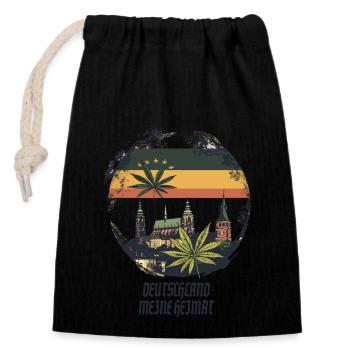 Allemagne : Ma maison du cannabis - Sac cadeau en coton avec cordon (14 x 20 cm) - noir - Devant