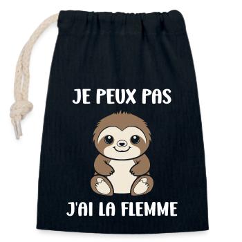 Animal humour paresseux - Sac cadeau en coton avec cordon (14 x 20 cm) - bleu marine - Devant
