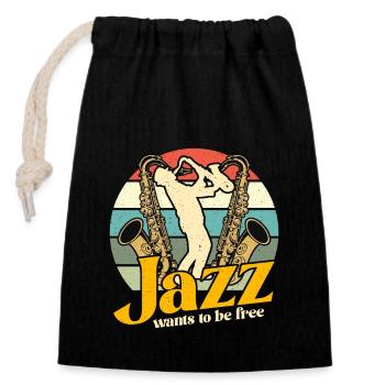 Musique Jazz Le Jazz Veut Être Amateur De Saxophone Rétro - Sac cadeau en coton avec cordon (14 x 20 cm) - noir - Devant