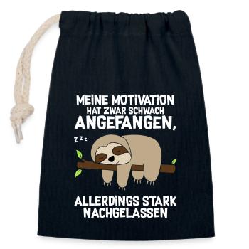 My motivation started off weak - Closable cotton gift bag (14x20cm) - navy - Front