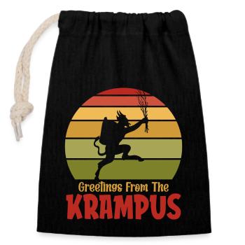Greetings From The Krampus - Closable cotton gift bag (14x20cm) - black - Front