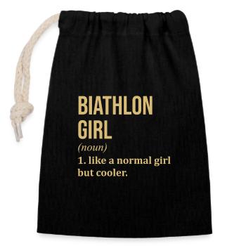 biathlon - Sac cadeau en coton avec cordon (14 x 20 cm) - noir - Devant