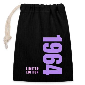 60th Birthday - Closable cotton gift bag (14x20cm) - black - Front