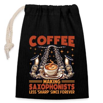Instrument de musique Saxophoniste Café Vêtements - Sac cadeau en coton avec cordon (14 x 20 cm) - noir - Devant