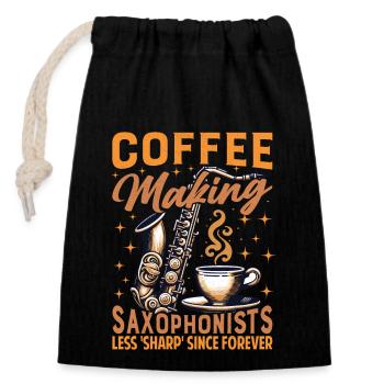 Coffee Enthusiast Saxophone Instructor Apparel - Closable cotton gift bag (14x20cm) - black - Front