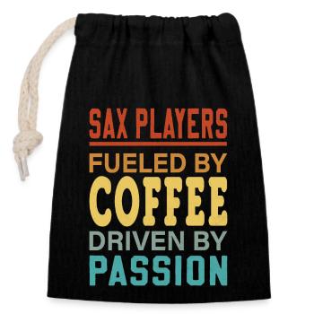 Saxophonist Music Instructor Coffee Lover Apparel - Verschließbarer Geschenkbeutel aus Baumwolle (14x20cm) - Schwarz - Vorne