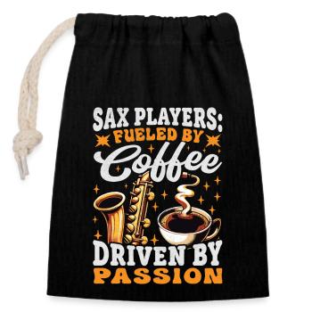 Saxophones Marching Band Coffee Lover Apparel - Sac cadeau en coton avec cordon (14 x 20 cm) - noir - Devant