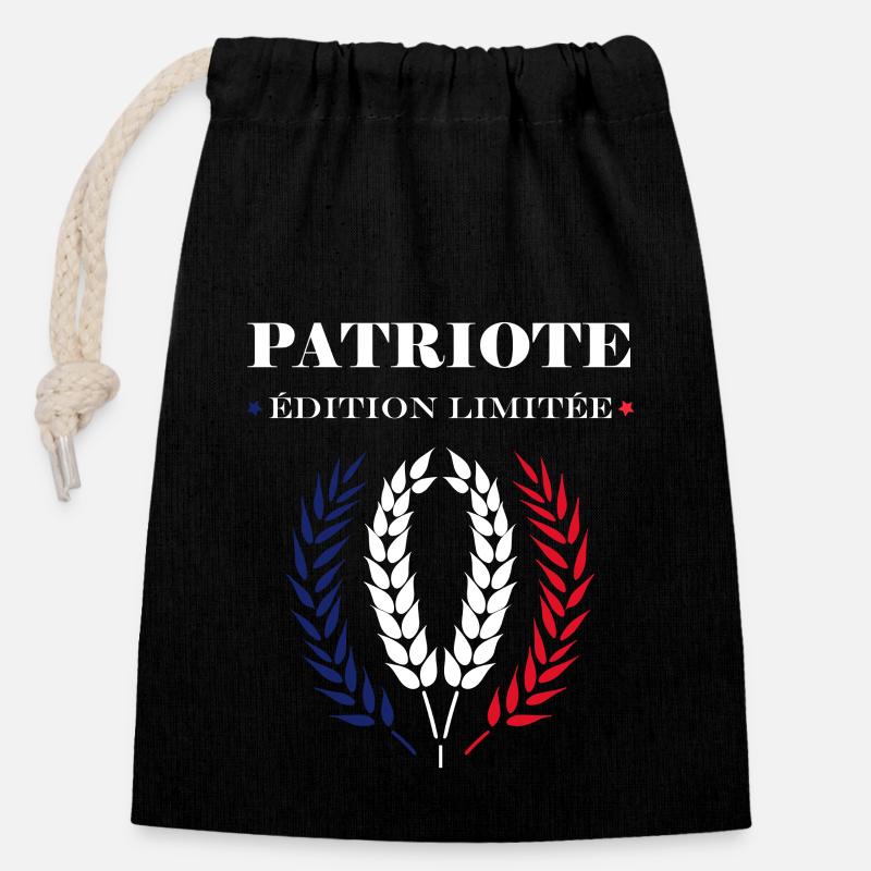 patriote édition limitée - Sac cadeau en coton avec cordon (14 x 20 cm) - noir