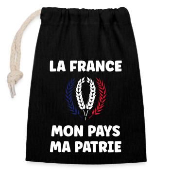 patriote la france mon mapys ma patrie - Sac cadeau en coton avec cordon (14 x 20 cm) - noir - Devant