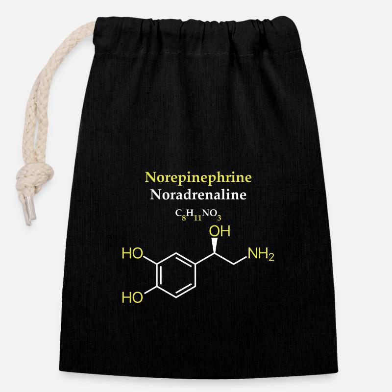 Norepinephrine Molécule - Sac cadeau en coton avec cordon (14 x 20 cm) - noir