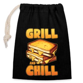 Sandwich Käse Grillkäse Brot - Verschließbarer Geschenkbeutel aus Baumwolle (14x20cm) - Schwarz - Vorne