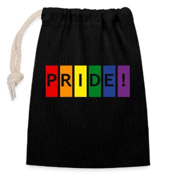 Couleurs de la fierté - Sac cadeau en coton avec cordon (14 x 20 cm) - noir - Devant