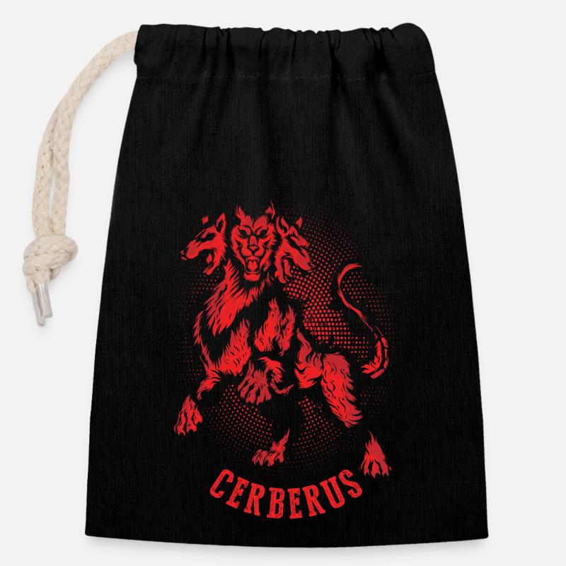 Cerbère - Sac cadeau en coton avec cordon (14 x 20 cm) - noir