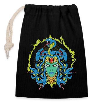 Tête de Méduse - Sac cadeau en coton avec cordon (14 x 20 cm) - noir - Devant