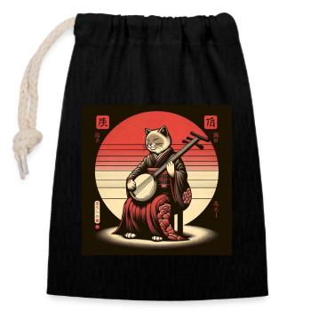 Sunset Musician Papyrus Scroll Japanese - Closable cotton gift bag (14x20cm) - black - Front