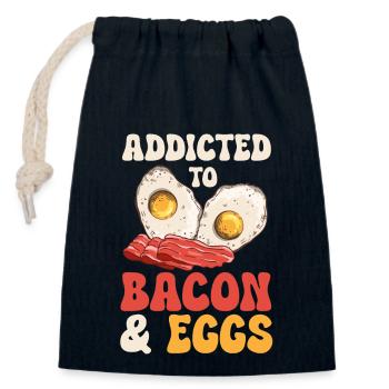 Bacon Eggs Brunch Breakfast Eggs and Bacon - Closable cotton gift bag (14x20cm) - navy - Front