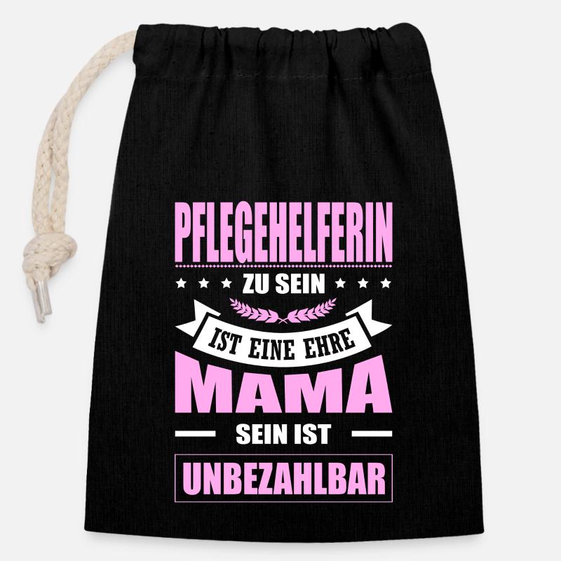 Pflegehelferin Zu Sein Eine Ehre Mama Pflegerin - Verschließbarer Geschenkbeutel aus Baumwolle (14x20cm) - Schwarz