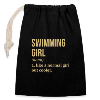natation - Sac cadeau en coton avec cordon (14 x 20 cm) - noir - Devant