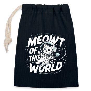 Chat, Astronaute, Astronomie, Système Solaire Externe - Sac cadeau en coton avec cordon (14 x 20 cm) - bleu marine - Devant