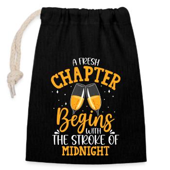 A Fresh Chapter Begins With The Stroke Of Midnight - Closable cotton gift bag (14x20cm) - black - Front