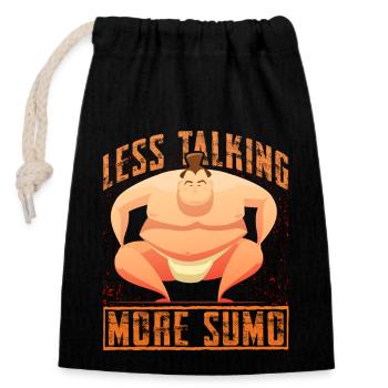 Moins de paroles, plus de sumo - Sac cadeau en coton avec cordon (14 x 20 cm) - noir - Devant