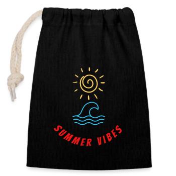 Summer Vibes - Verschließbarer Geschenkbeutel aus Baumwolle (14x20cm) - Schwarz - Vorne