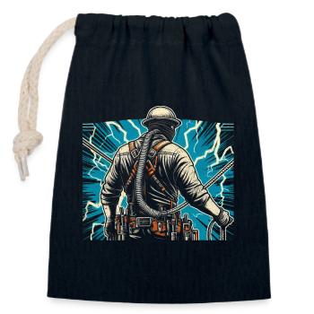 Elektriker am Mast - Starkstrom-Profi - Verschließbarer Geschenkbeutel aus Baumwolle (14x20cm) - Navy - Vorne