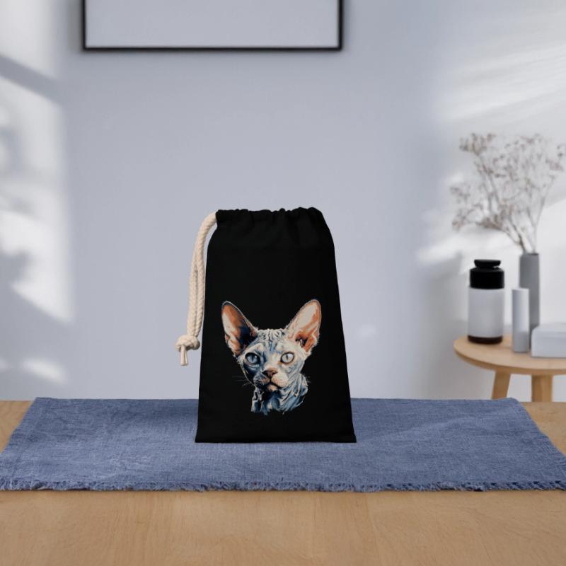 Chaton Devon Rex Chat Devon Rex Sac cadeau en coton avec cordon (14 x 20 cm)