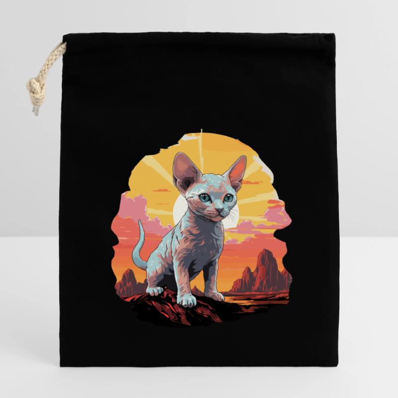Chaton Devon Rex Chat Devon Rex Sac cadeau en coton avec cordon (14 x 20 cm)
