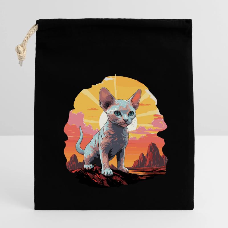Devon Rex Kitten Devon Rex Cat Closable cotton gift bag (14x20cm)