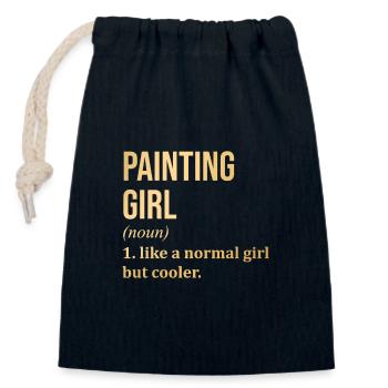 Painting - Closable cotton gift bag (14x20cm) - navy - Front