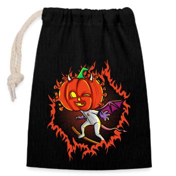 The Witch Devil Pumpkin Head - Closable cotton gift bag (14x20cm) - black - Front