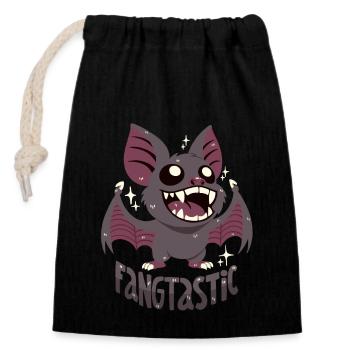 Vampire bat with fangs - Closable cotton gift bag (14x20cm) - black - Front