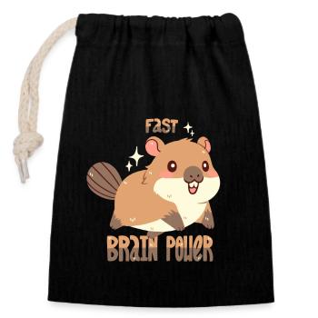 Puissance cérébrale rapide - Sac cadeau en coton avec cordon (14 x 20 cm) - noir - Devant
