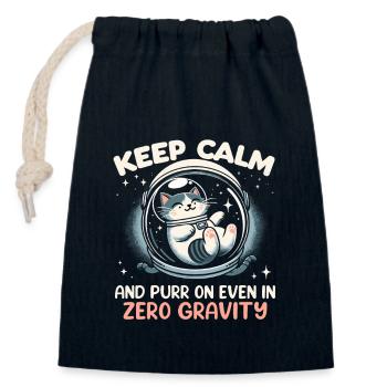 Cat, Astronaut, Astronomy, Outer Solar System - Closable cotton gift bag (14x20cm) - navy - Front