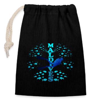 Malediven Blau Maldives Blue - Closable cotton gift bag (14x20cm) - black - Front