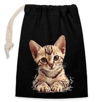 Egyptian Mau Kitten Cat Egyptian Mau - Closable cotton gift bag (14x20cm) - black - Front