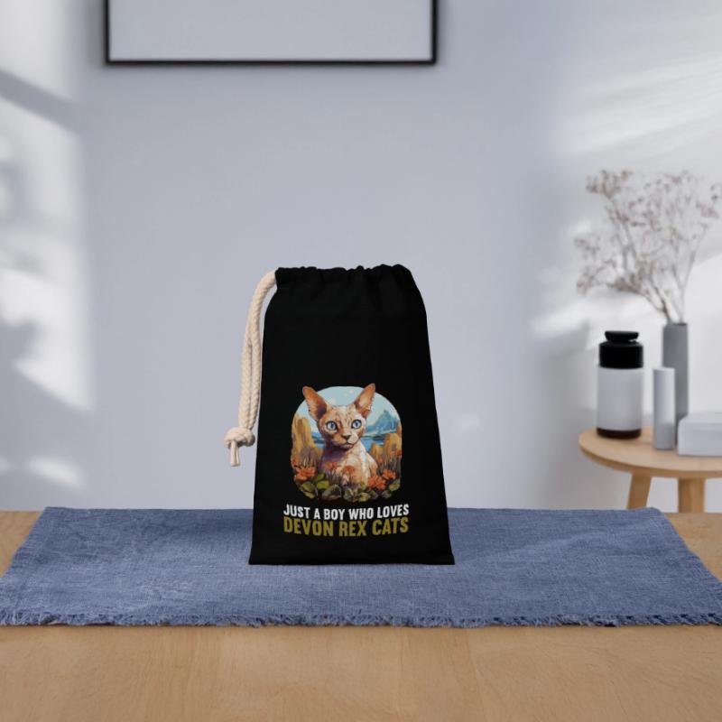 Devon Rex Kitten Devon Rex Cat Closable cotton gift bag (14x20cm)