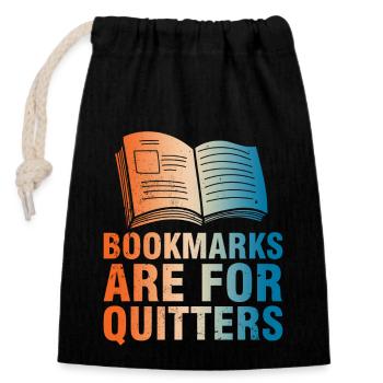 Bookworms beware - Reading without limits - Closable cotton gift bag (14x20cm) - black - Front