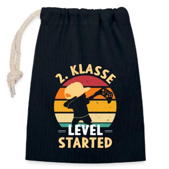 2.Klasse Level Started - Verschließbarer Geschenkbeutel aus Baumwolle (14x20cm) - Navy - Vorne