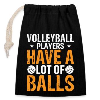 Les joueurs de volley-ball ont beaucoup de ballons. - Sac cadeau en coton avec cordon (14 x 20 cm) - noir - Devant
